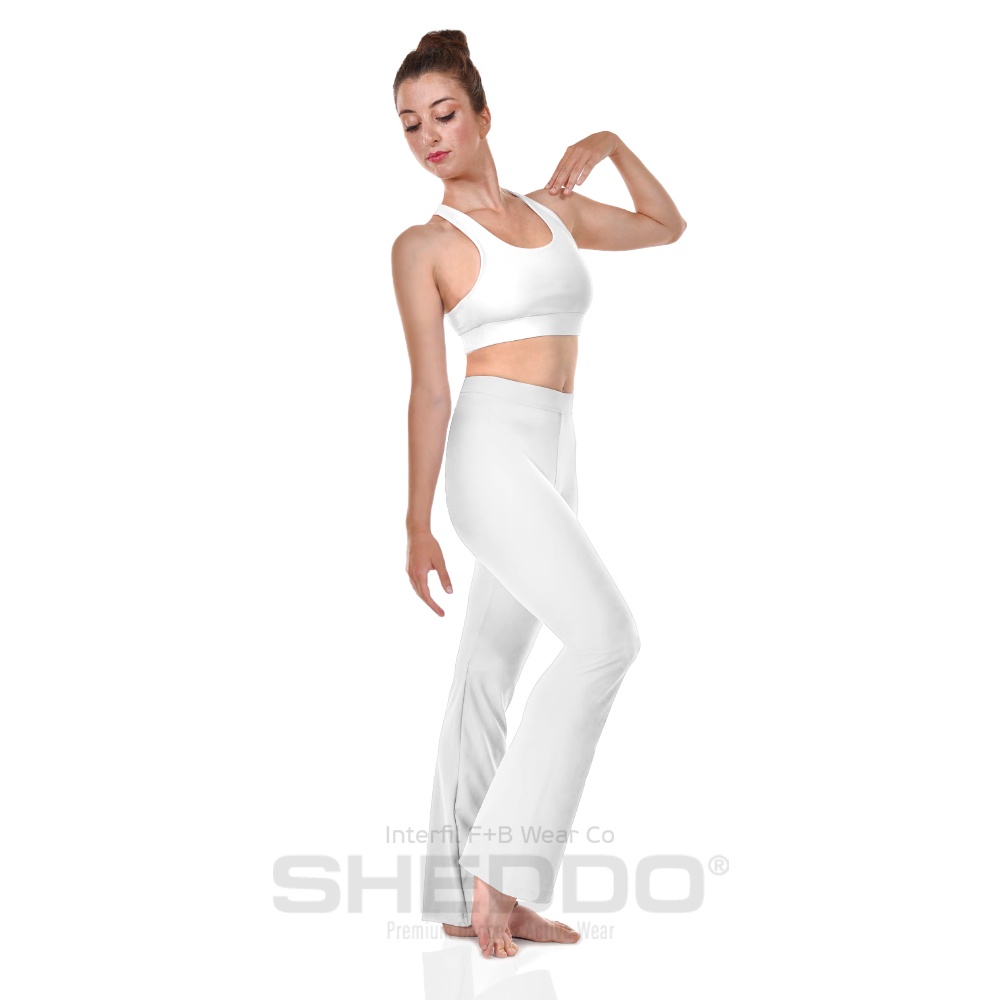 Female Low Waist Fitted Jazz Pants, Cotton - Elastane White