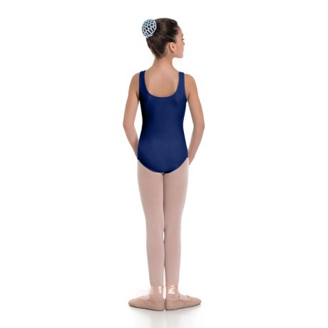 Girls Tank Leotard, Cotton - Elastane Blue Black