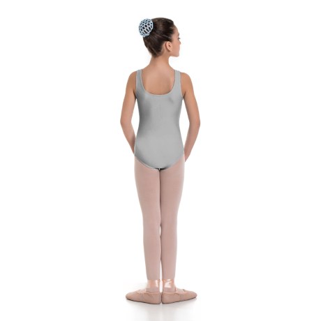 Girls Tank Leotard, Cotton - Elastane Light Grey