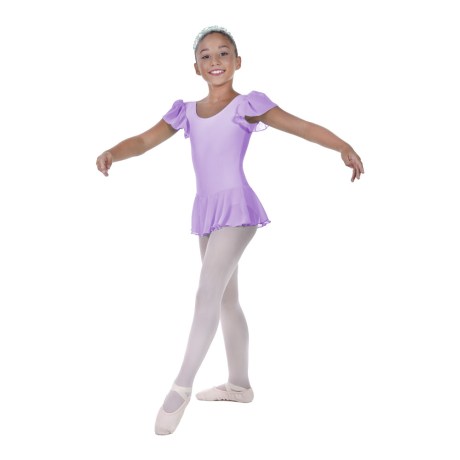 Girls Flutter Sleeved Leotard With Skirt Full Lining, Cotton, Elastane Lilac