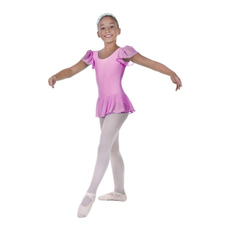 Girls Flutter Sleeved Leotard With Skirt Full Lining, Lycra Matt Cameo