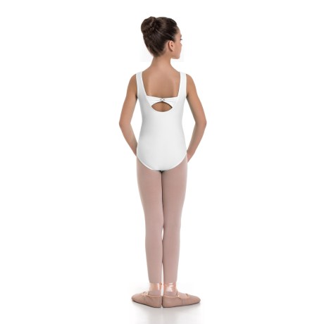 Girls Tank Leotard Pinched Front & Low Back, Lycra Matt White