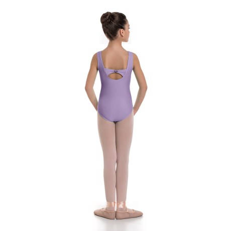 Girls Tank Leotard Pinched Front & Low Back, Cotton - Elastane Lilac