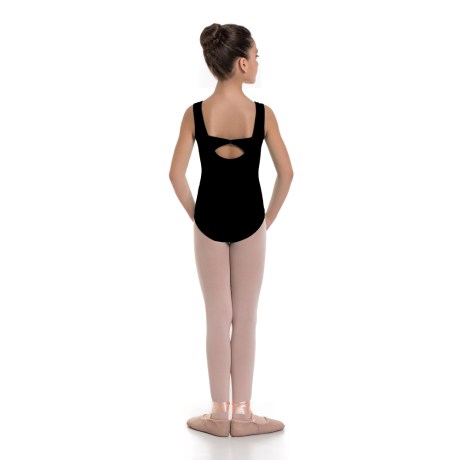 Girls Tank Leotard Pinched Front & Low Back, Lycra Matt Black