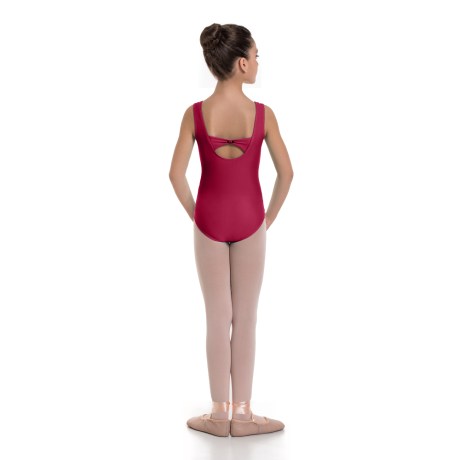 Girls Tank Leotard Pinched Front & Low Back, Lycra Matt Masai Red