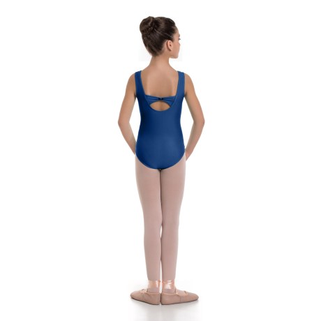Girls Tank Leotard Pinched Front & Low Back, Lycra Matt Blueberry