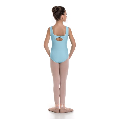 Girls Tank Leotard Pinched Front & Low Back, Lycra Matt Ciprian Blue