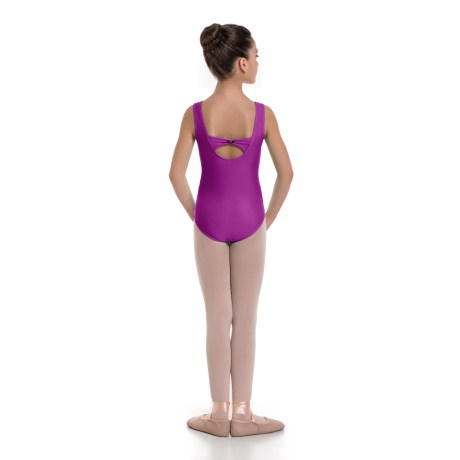 Girls Tank Leotard Pinched Front & Low Back, Lycra Matt Bouganville
