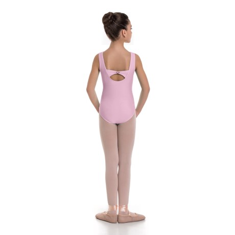 Girls Tank Leotard Pinched Front &#38;#38; Low Back, Cotton - Elastane Light Pink
