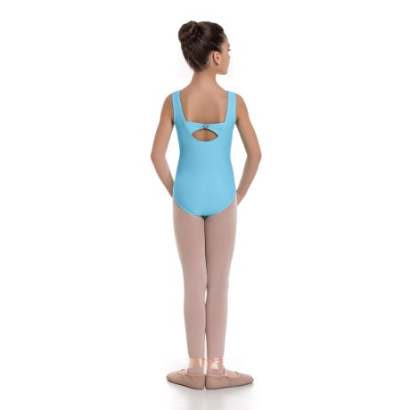 Girls Tank Leotard Pinched Front &#38;#38; Low Back, Cotton - Elastane Ciprian Blue