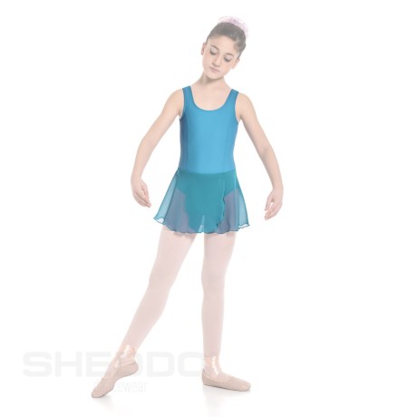 Girls Tank Leotard With Princess Seams & Crossover Skirt, Cotton - Elastane Inopneuma
