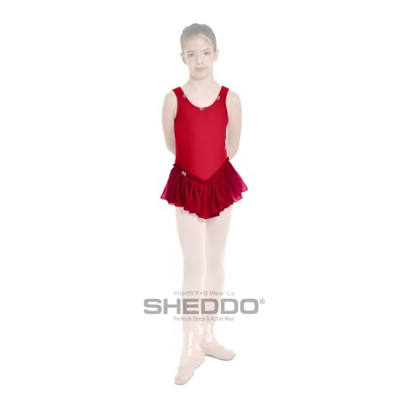 Girls Tank Leotard With Gathered Skirt, Mousseline 