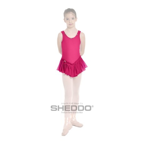 Girls Tank Leotard With Gathered Skirt, Mousseline 