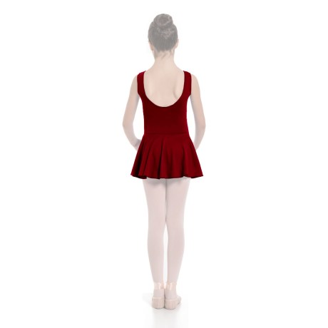 Girls Tank Pinched Front Low Back Leotard With Skirt, Lycra Matt Masai Red