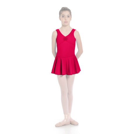 Girls Tank Pinched Front Low Back Leotard With Skirt, Meryl Diva