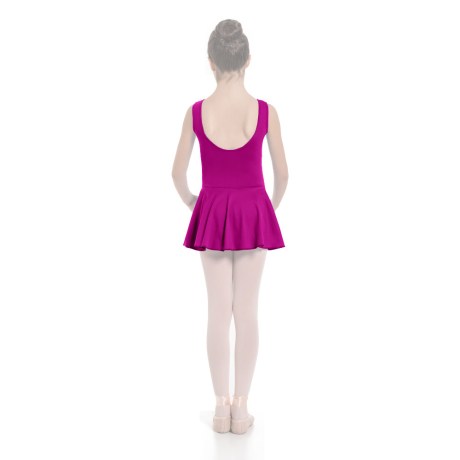 Girls Tank Pinched Front Low Back Leotard With Skirt, Meryl Bachata