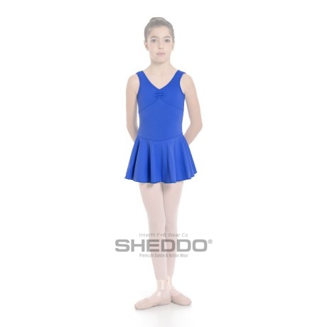 Girls Tank Pinched Front Low Back Leotard With Skirt, Meryl Geyser