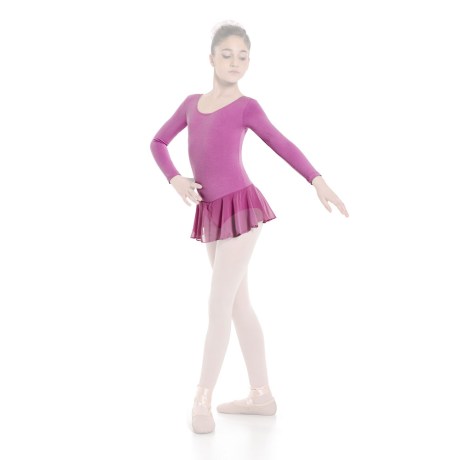 Girls Short Sleeved Leotard With Skirt, Lycra Matt Cameo