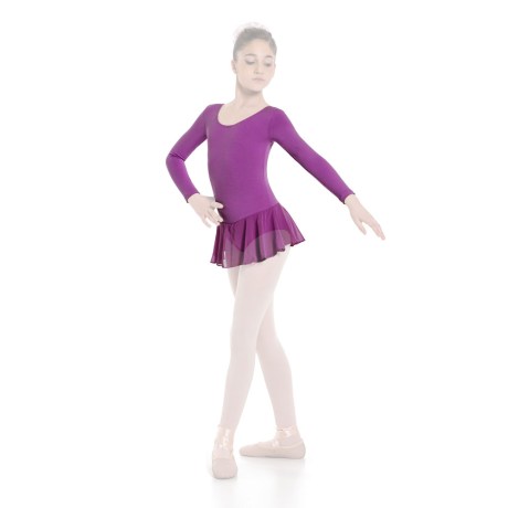 Girls Short Sleeved Leotard With Skirt, Lycra Matt Violet