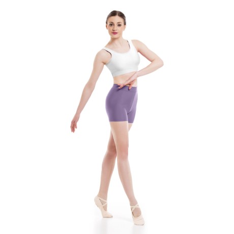 Girls Waist Band Fitted Short, Cotton - Elastane Lilac