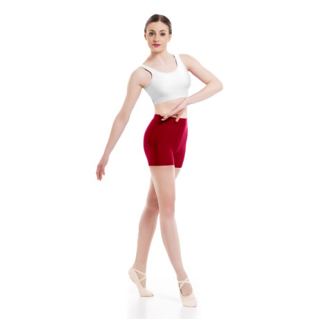 Girls Waist Band Fitted Short, Lycra Matt, Masai Red