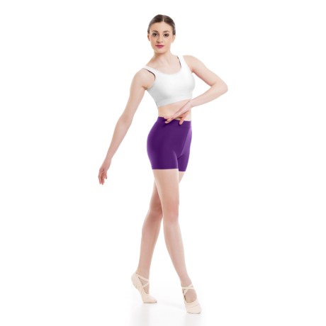 Girls Waist Band Fitted Short, Cotton - Elastane Purple