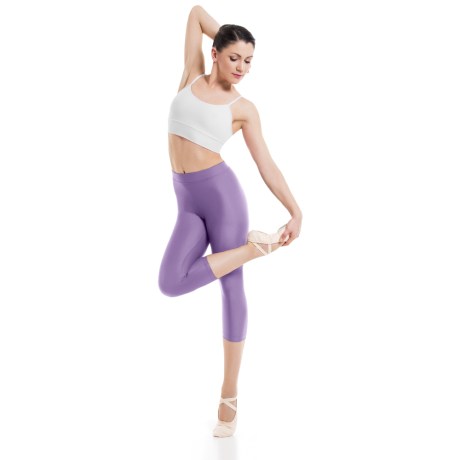 Female Waistband Fitted Capri Leggings, Cotton - Elastane Lilac