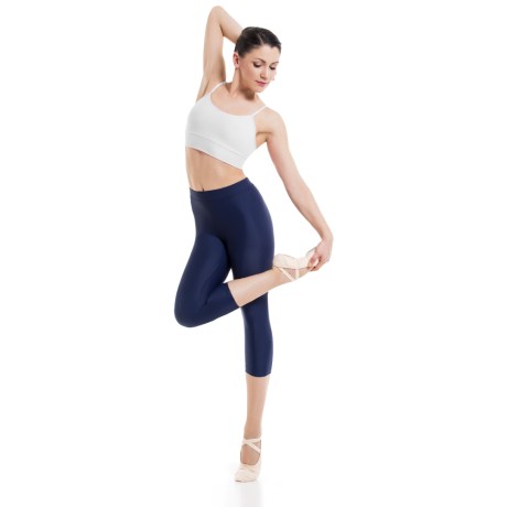 Female Waistband Fitted Capri Leggings, Lycra Matt Blueberry