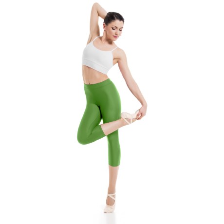 Female Waistband Fitted Capri Leggings, Cotton - Elastane Kiwi