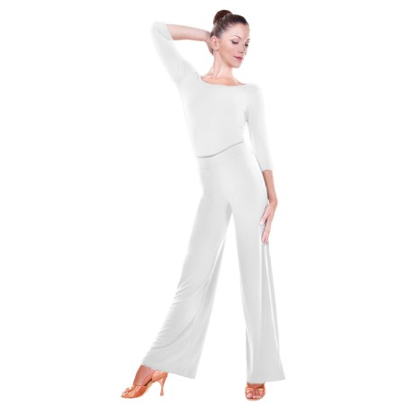 Female Waistband Fitted Straight Leg Pant, Super Jersey White