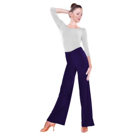 Female Waistband Fitted Straight Leg Pant, Super Jersey Eggplant