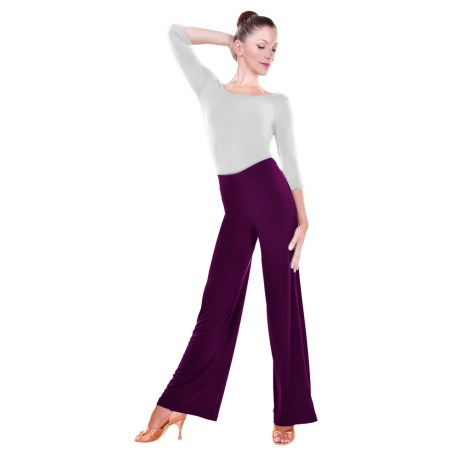 Female Waistband Fitted Straight Leg Pant, Super Jersey Plum