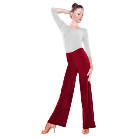 Female Waistband Fitted Straight Leg Pant, Super Jersey Red