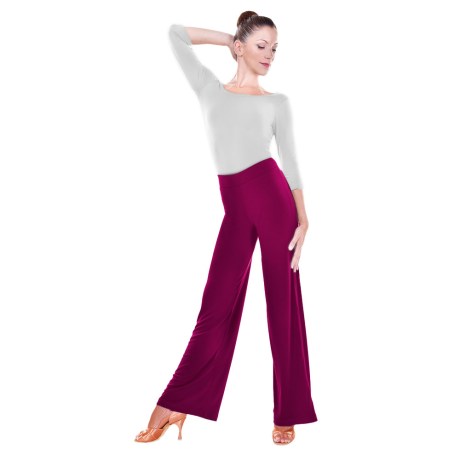 Female Waistband Fitted Straight Leg Pant, Super Jersey Fuchsia