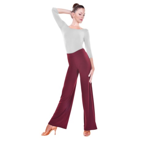 Female Waistband Fitted Straight Leg Pant, Super Jersey Burgundy