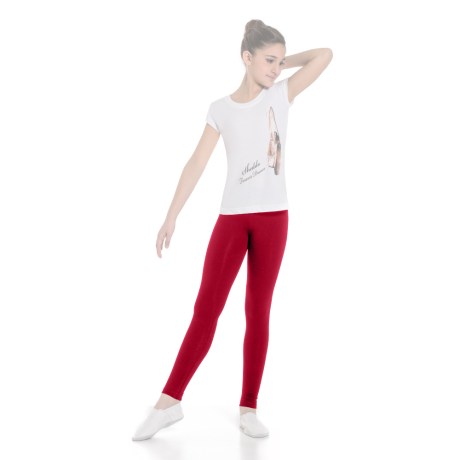 Girls Fitted Ankle Legging, Cotton - Elastane Red