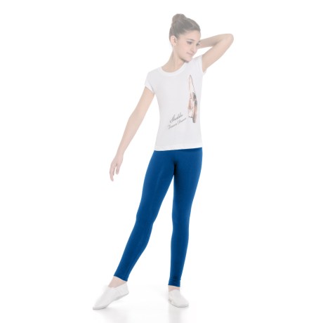 Girls Fitted Ankle Legging, Cotton - Elastane Royal Blue