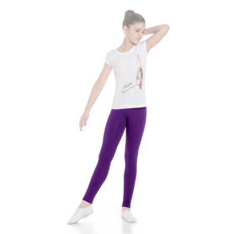 Girls Fitted Ankle Legging, Cotton - Elastane Purple