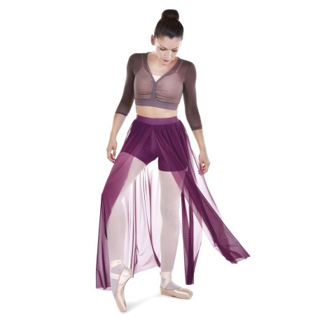Female Delicated Short Builted Chiffon Splited Rippled Stripes, Lycra Matt Burgundy
