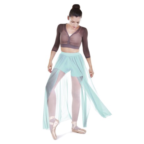 Female Delicated Short Builted Chiffon Splited Rippled Stripes, Lycra Matt Frozen