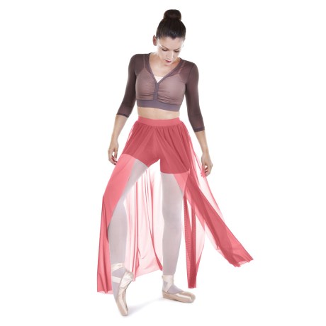 Female Delicated Short Builted Chiffon Splited Rippled Stripes, Lycra Matt Flamingo