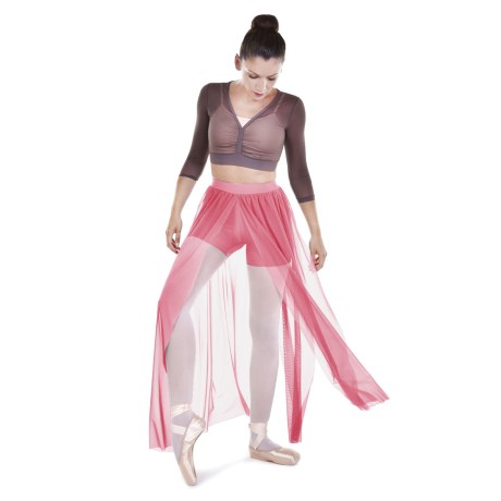 Female Delicated Short Builted Chiffon Splited Rippled Stripes, Lycra Matt Rosa Antico