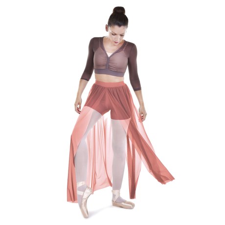 Female Delicated Short Builted Chiffon Splited Rippled Stripes, Lycra Matt Angora