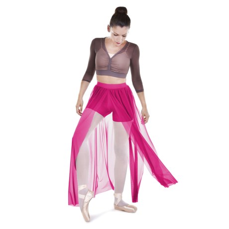 Female Delicated Short Builted Chiffon Splited Rippled Stripes, Lycra Matt Diva