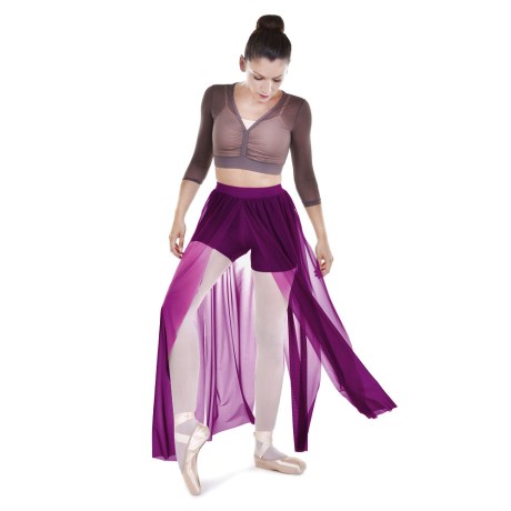 Female Delicated Short Builted Chiffon Splited Rippled Stripes, Lycra Matt Bachata