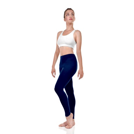 Female Active Fitted Ankle Leggings With Pocket In Waistband, Lycra Matt Blueberry