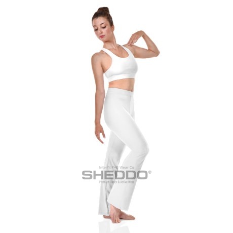 Female Low Waist Fitted Jazz Pants, Cotton - Elastane White