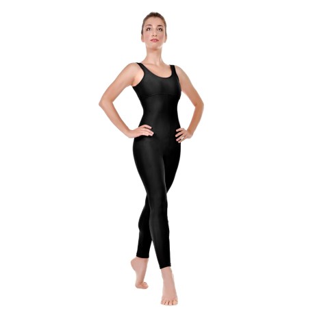 Female Tank Unitard Criss Cross Back Straps Bra Lining, Meryl Black