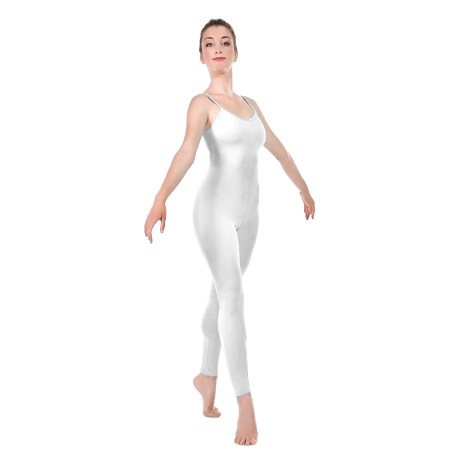 Female Camisole Unitard With Cut Out Back Bra Lining, Lycra MattWhite