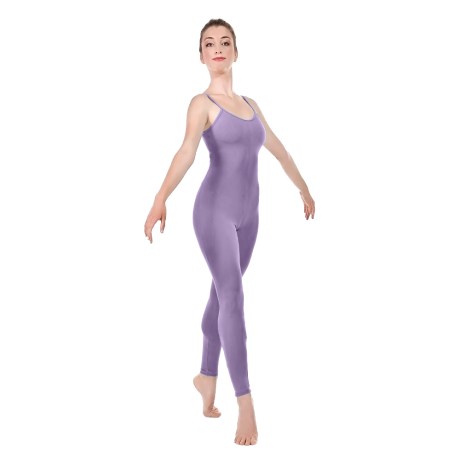 Female Camisole Unitard With Cut Out Back Bra Lining, Cotton - Elastane Lilac